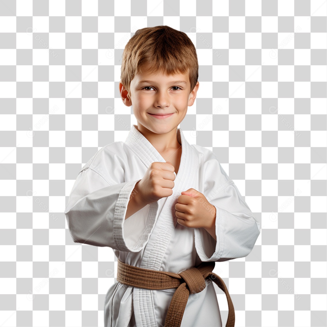 Criança com Roupa de Lutas PNG Transparente