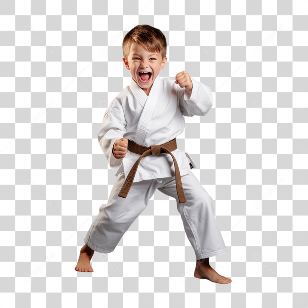 Criança com Roupa de Lutas PNG Transparente