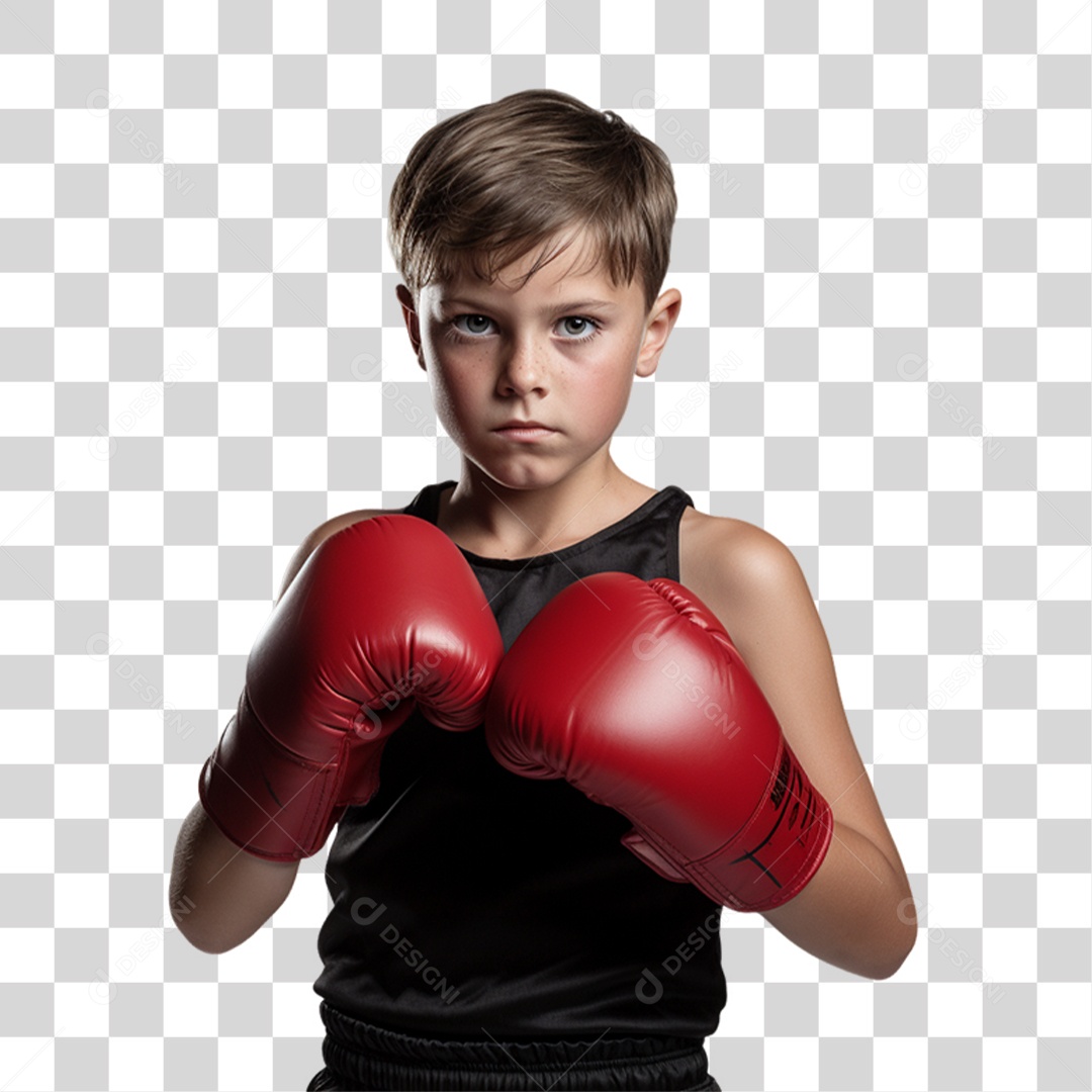 Criança com Luva de Boxe Lutas PNG Transparente