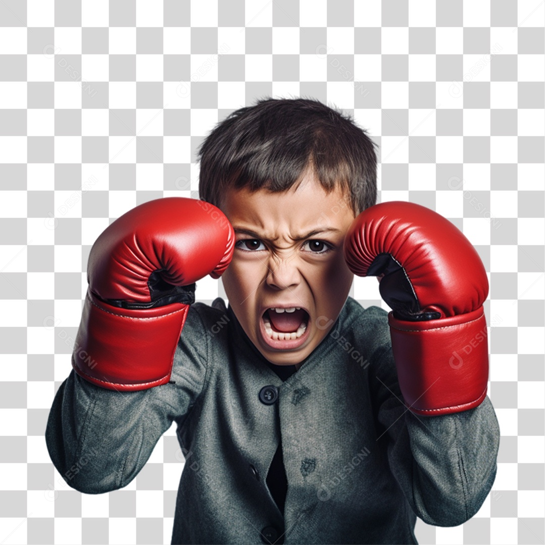 Criança com Luva de Boxe Lutas PNG Transparente