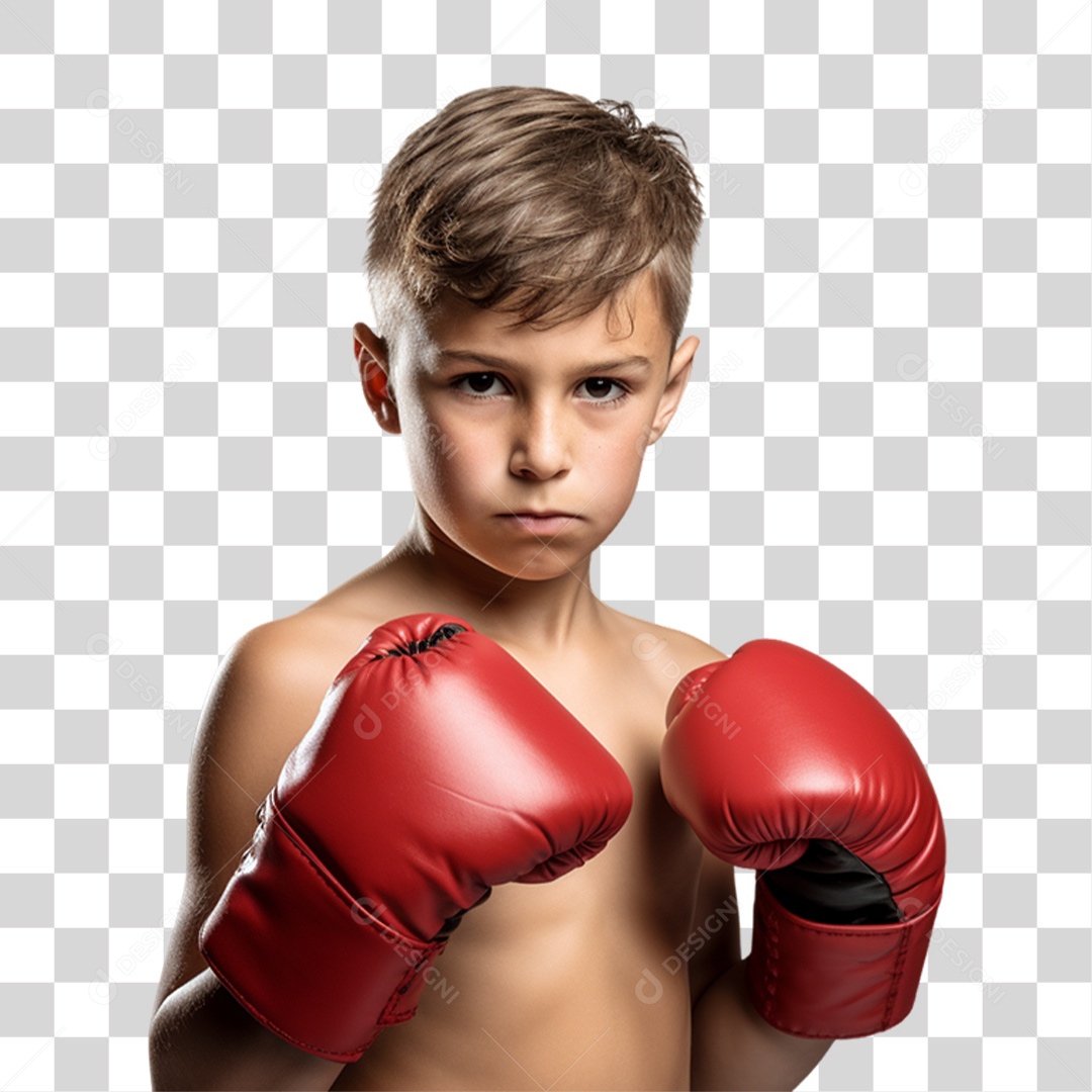 Criança com Luva de Boxe Lutas PNG Transparente