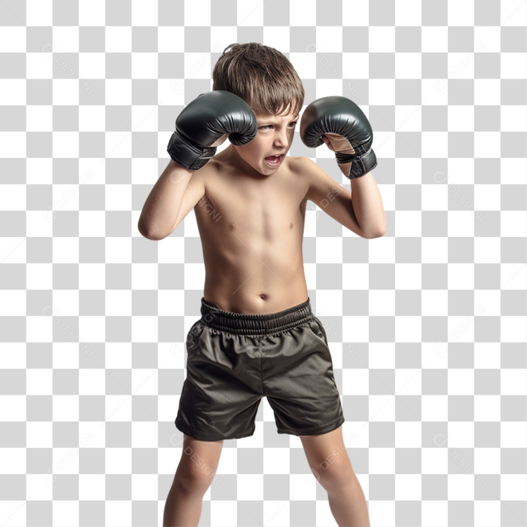 Criança com Luva de Boxe Lutas PNG Transparente