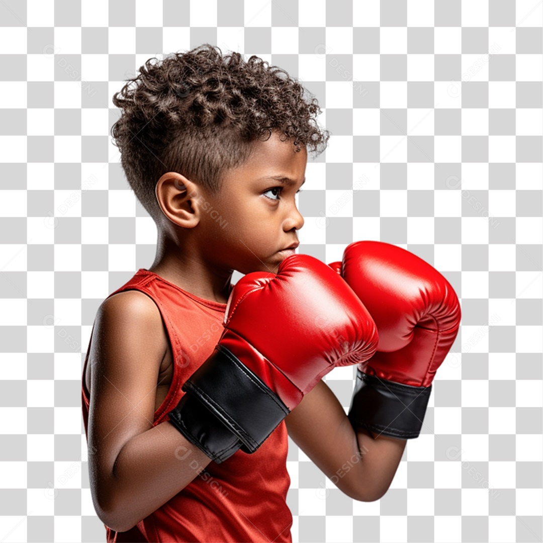 Criança com Luva de Boxe Lutas PNG Transparente