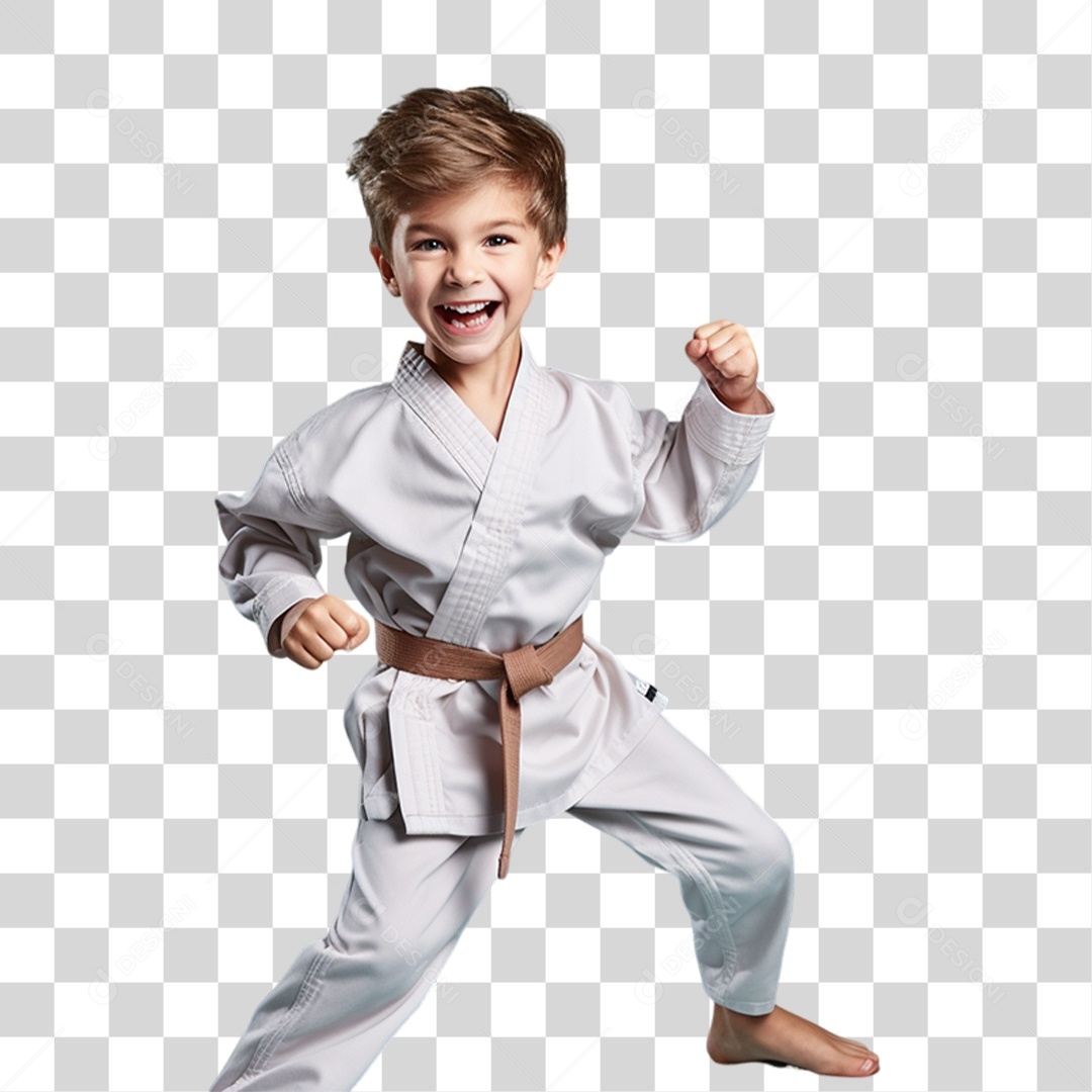 Criança com Roupa de Lutas PNG Transparente