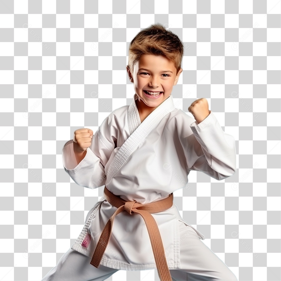 Criança com Roupa de Lutas PNG Transparente