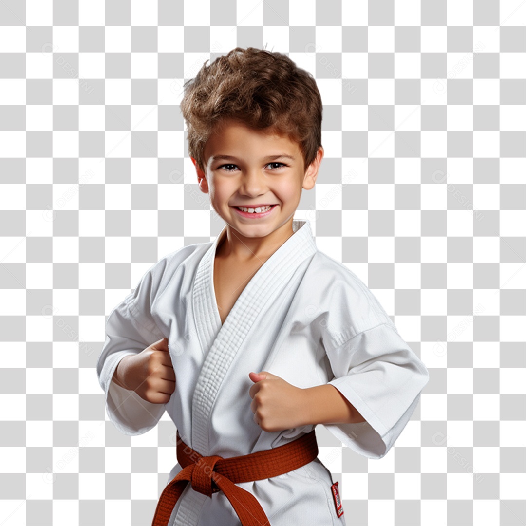 Criança com Roupa de Lutas PNG Transparente