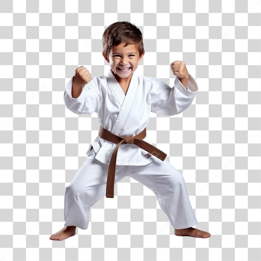 Criança com Roupa de Lutas PNG Transparente