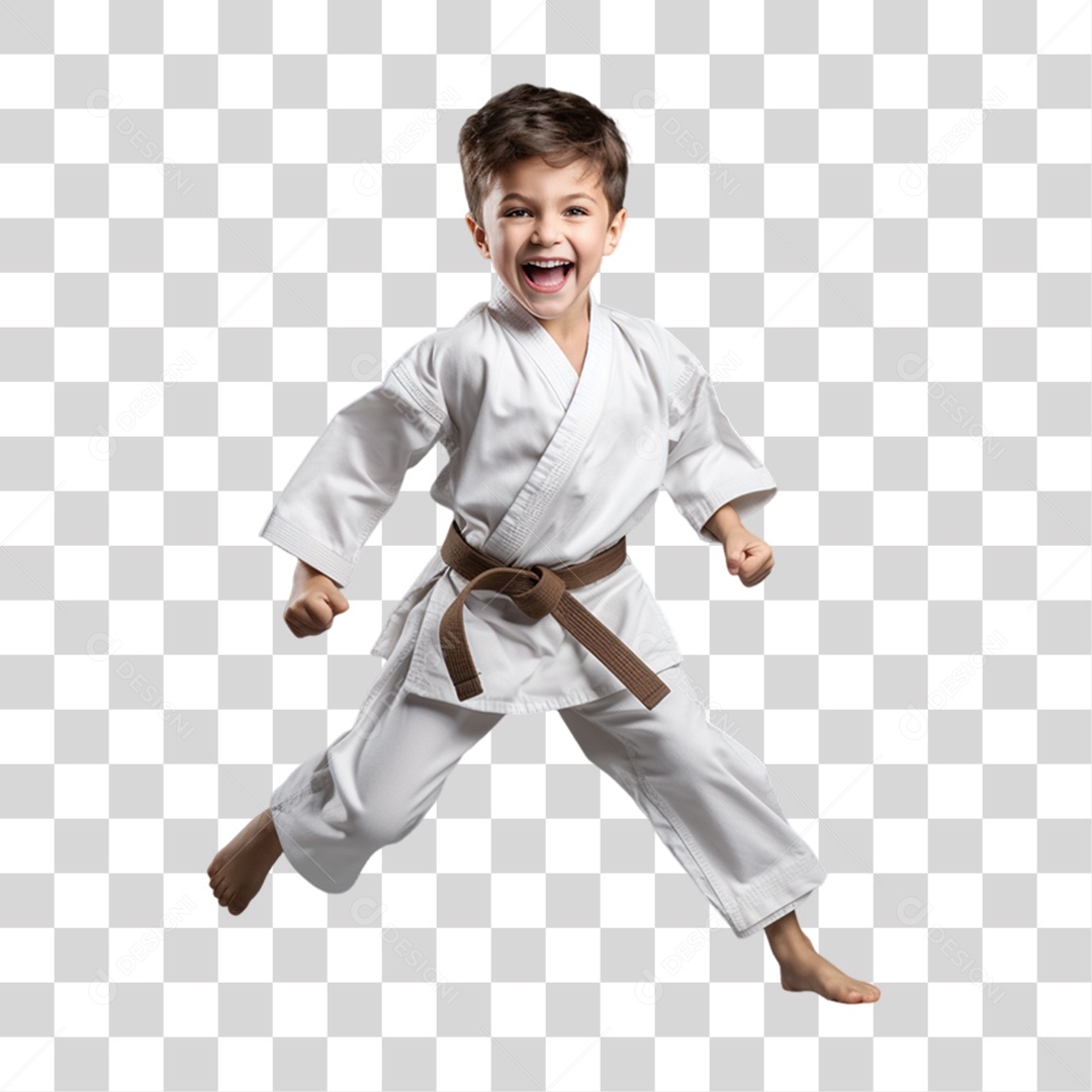 Criança com Roupa de Lutas PNG Transparente