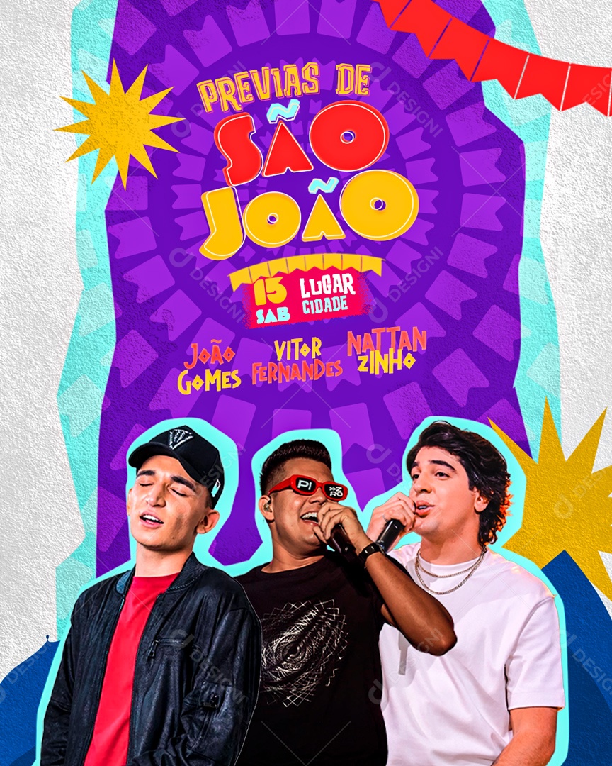 Flyer Previas de São João Artistas Social Media PSD Editável