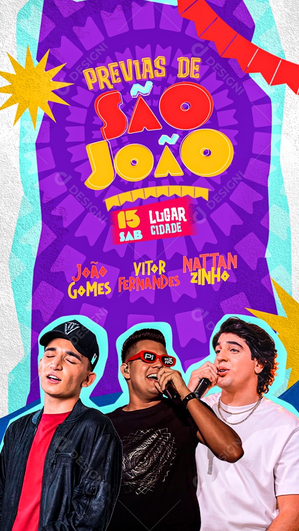 Flyer Story Previas de São João Artistas Social Media PSD Editável