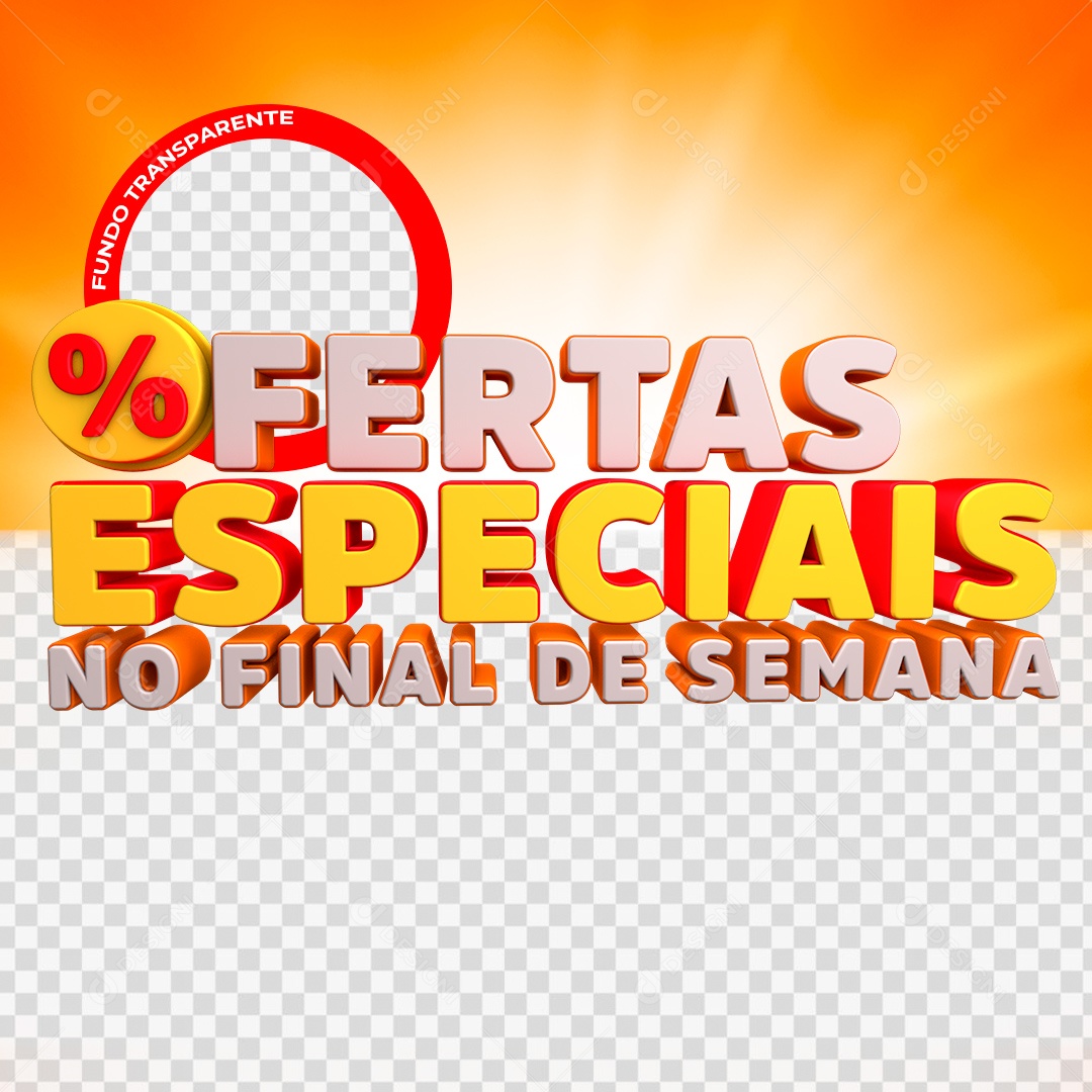 Ofertas Especiais no Final de Semana Selo 3D para Composição PSD