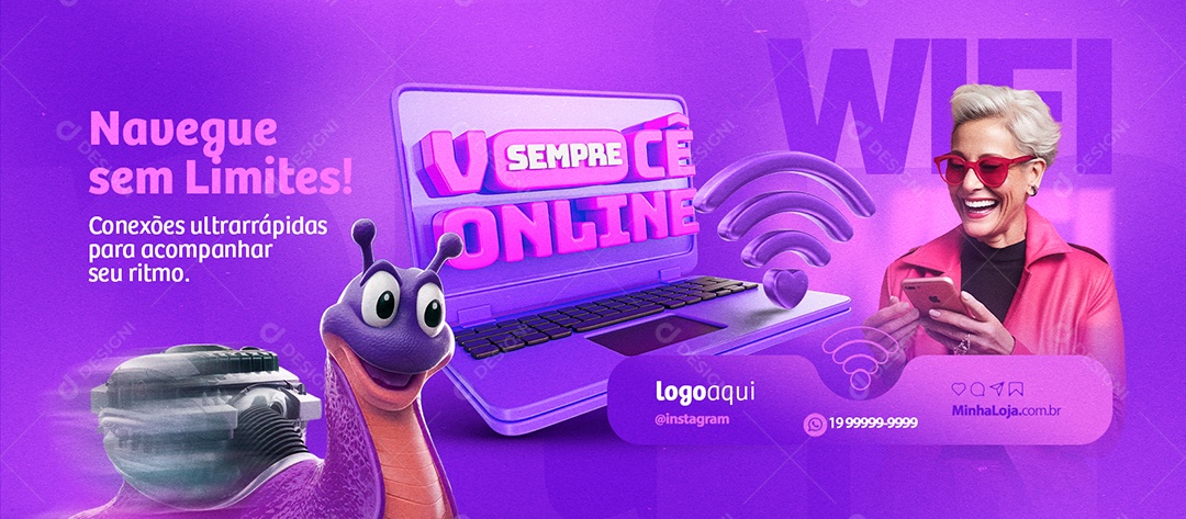 Banner Você Sempre Online Navegue sem Limites Social Media PSD Editável