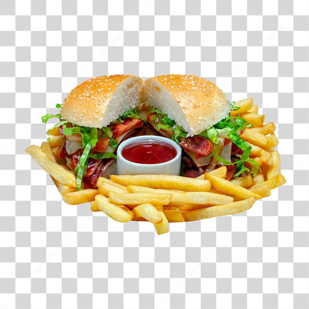 Hambúrguer Batata Frita PNG Transparente