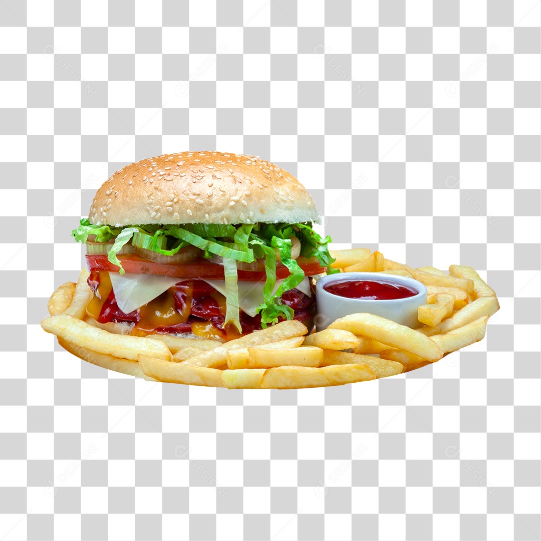 Hambúrguer Batata Frita PNG Transparente