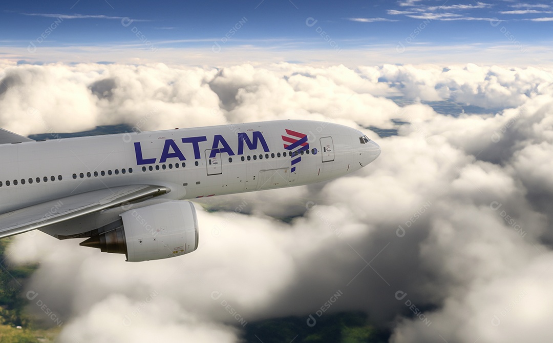 Latam Boeing 777 voando sobre as nuvens