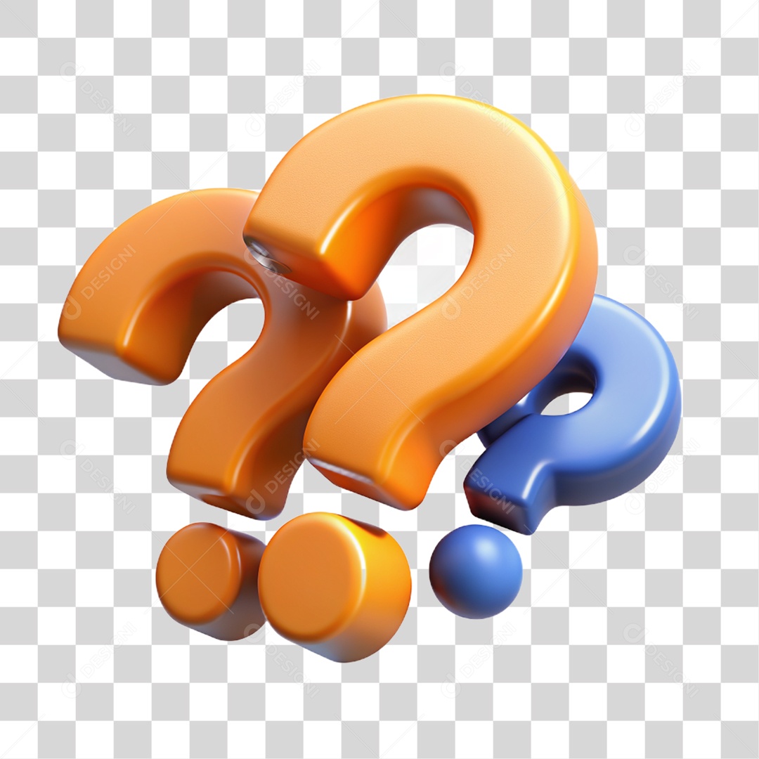 Ícone 3D Ponto de interrogação PNG Transparente