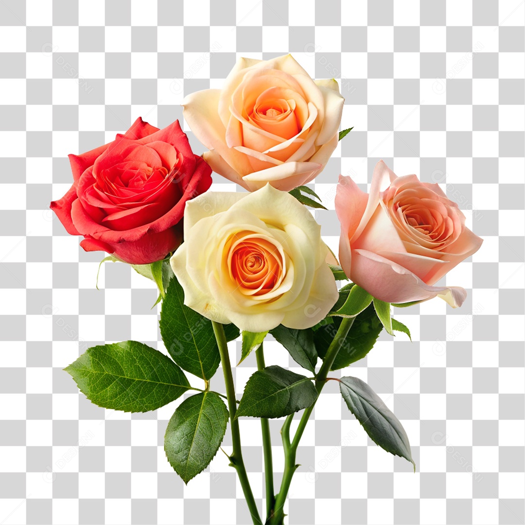 Colorful Thorn Roses Transparent PNG