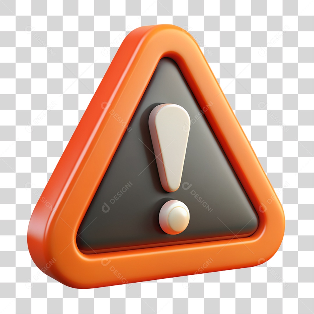 Elemento 3D Sinal de Alerta PNG Transparente