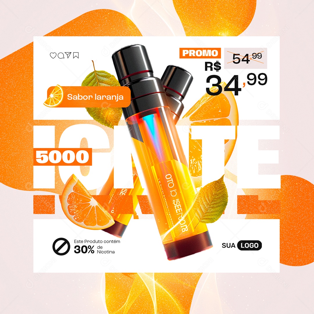 Vapes Sabor Laranja Promo Este Produto Contém 30% de Nicotina Social Media PSD Editável