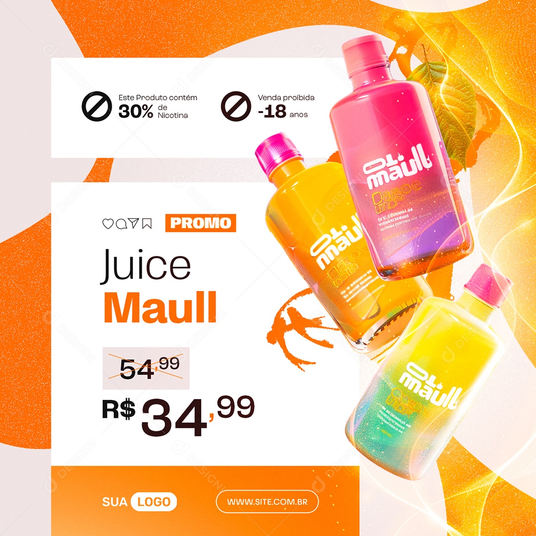 Vapes Promo Juice Maull Este Produto Contém 30% de Nicotina Social Media PSD Editável