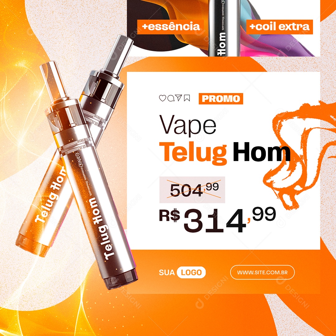 Vapes Essência Coil Extra Vape Telug Hom Social Media PSD Editável