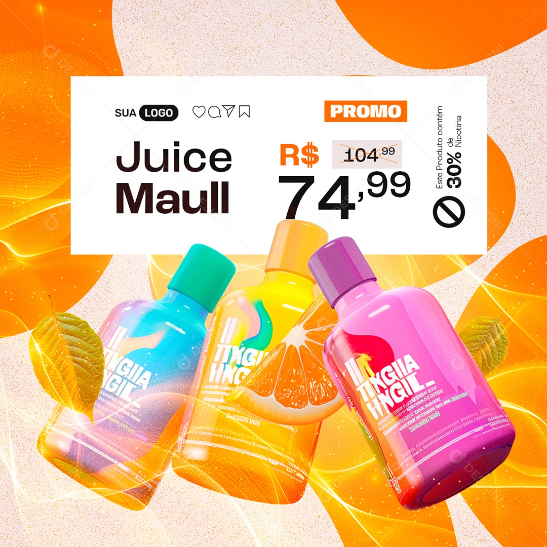Vapes Juice Maul Promo 30% de Nicotina Social Media PSD Editável