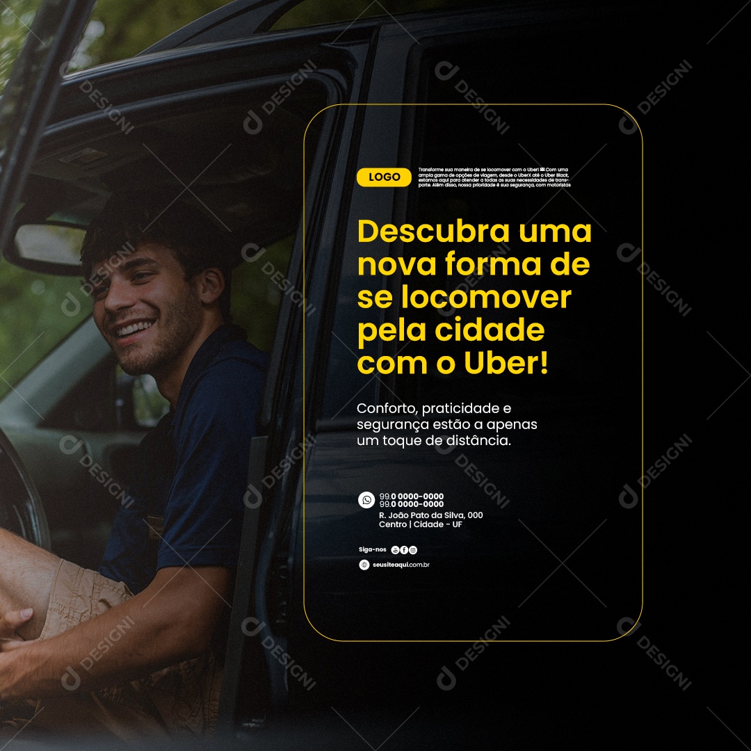 Uber Descubra uma Nova Forma de se Locomover Social Media PSD Editável