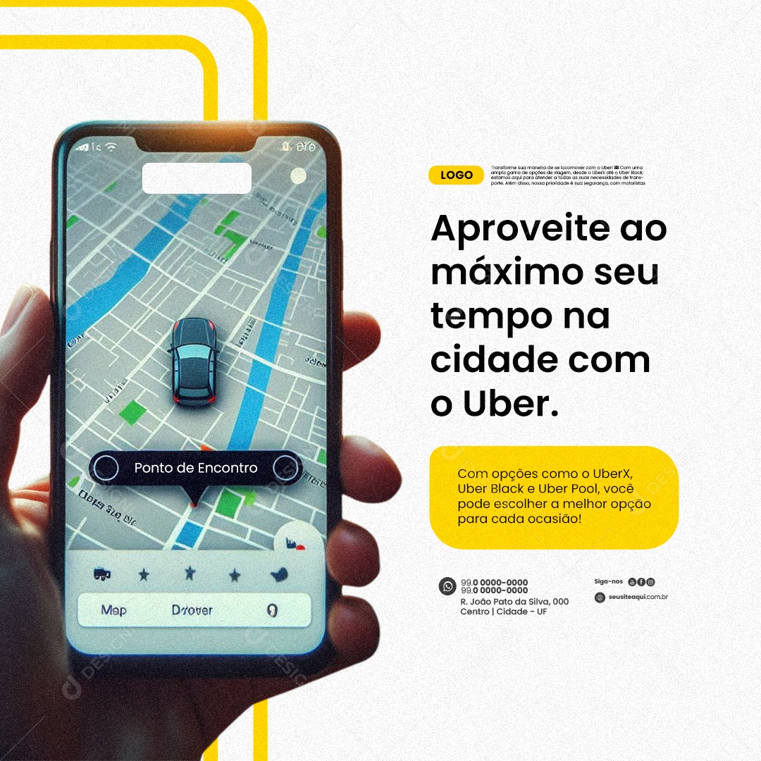 Uber Economize Tempo e Dinheiro Social Media PSD Editável