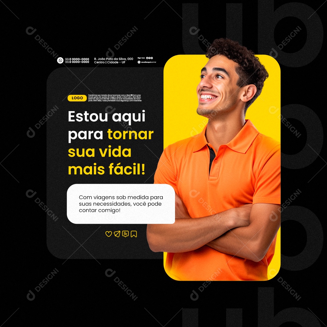 Uber Sua Comodidade é Minha Prioridade Social Media PSD Editável