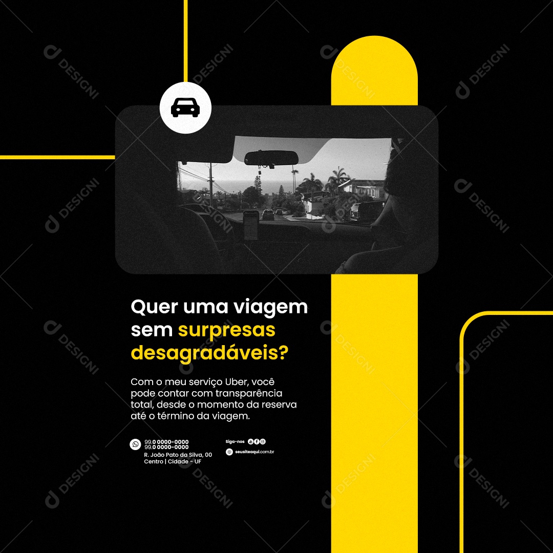 Uber Estou aqui para Tornar sua Vida mais Fácil Social Media PSD Editável