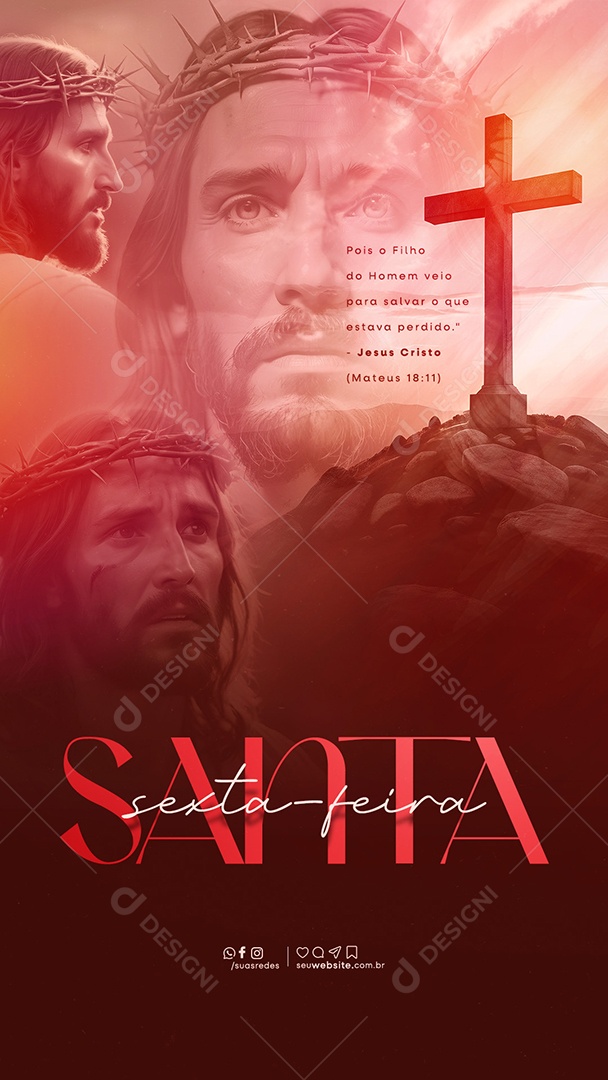 Story Sexta Feira Santa 29 de Março Pois o Filho do Homem Veio para Salvar Social Media PSD Editável