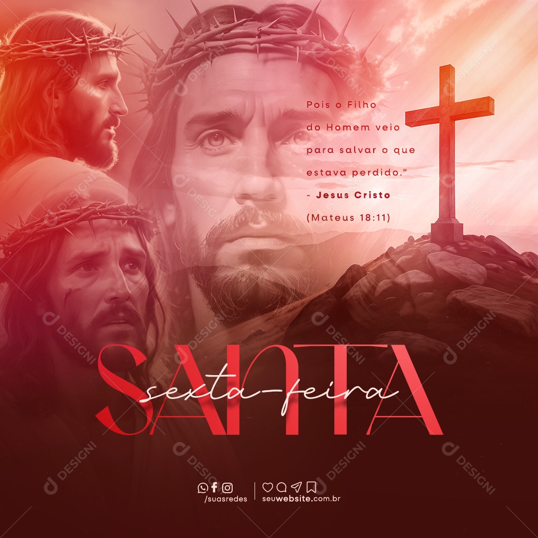 Sexta Feira Santa 29 de Março Pois o Filho do Homem Veio para Salvar Social Media PSD Editável
