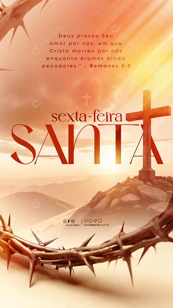 Story Sexta Feira Santa 29 de Março Deus Provou seu Amor por Nós Social Media PSD Editável