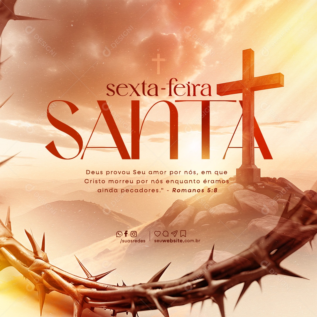 Sexta Feira Santa 29 de Março Deus Provou seu Amor por Nós Social Media PSD Editável