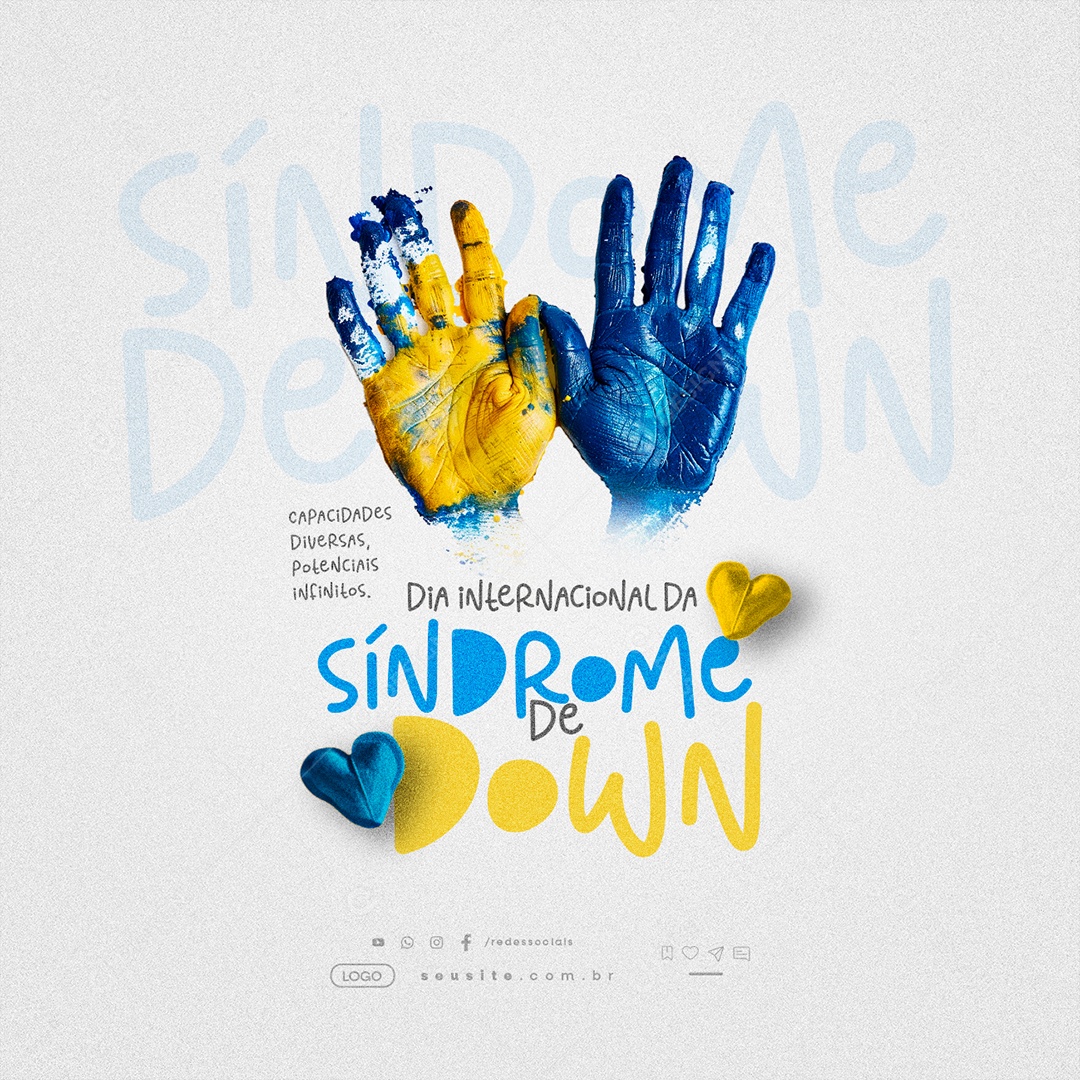 Dia Internacional da Síndrome de Down Capacidades Diversas Social Media PSD Editável
