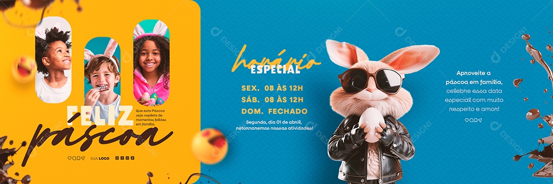 Carrossel Horário Especial Domingo Fechado Social Media PSD Editável