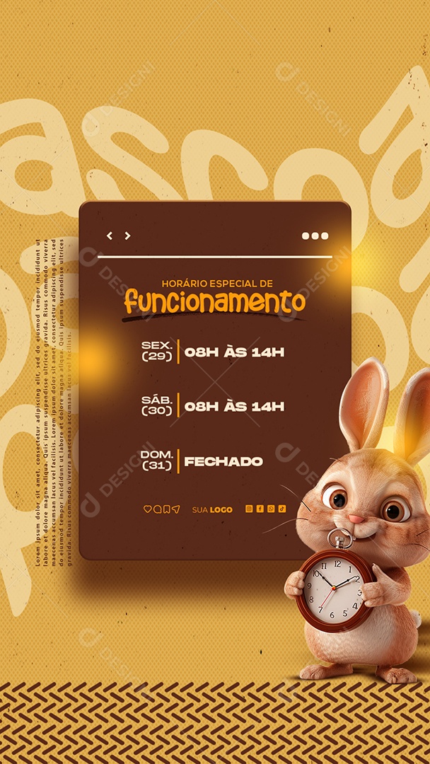 Story Horário de Funcionamento Páscoa Social Media PSD Editável