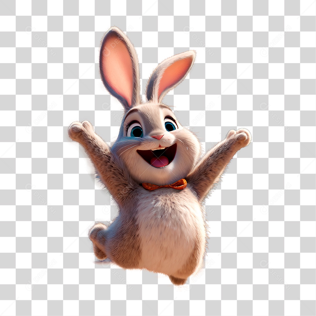 Coelho Feliz Saltando PNG Transparente