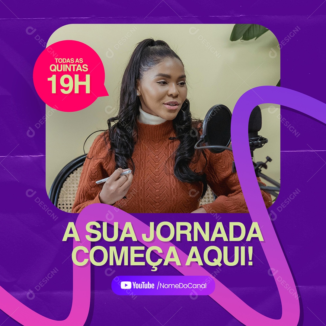 Podcast A Sua Jornada Começa Aqui Todas as Quintas Social Media PSD Editável