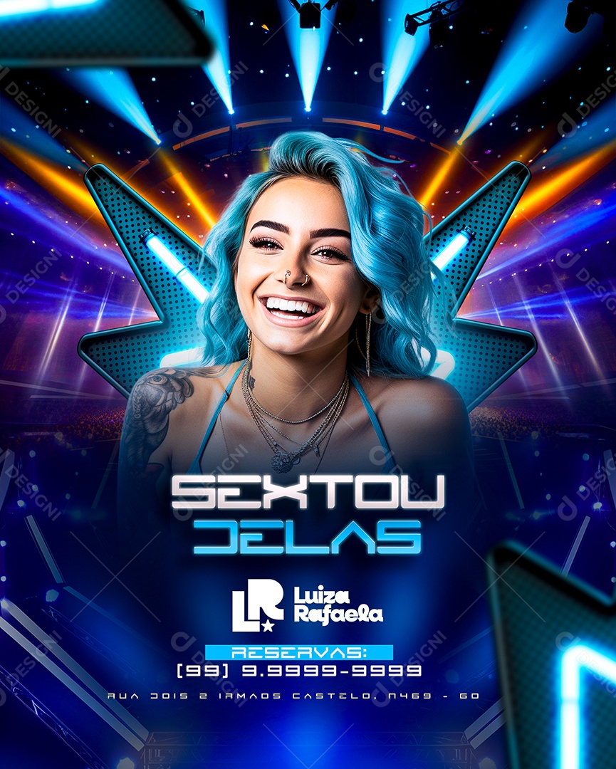 Flyer Sextou Delas Luiza Rafaela Social Media PSD Editável