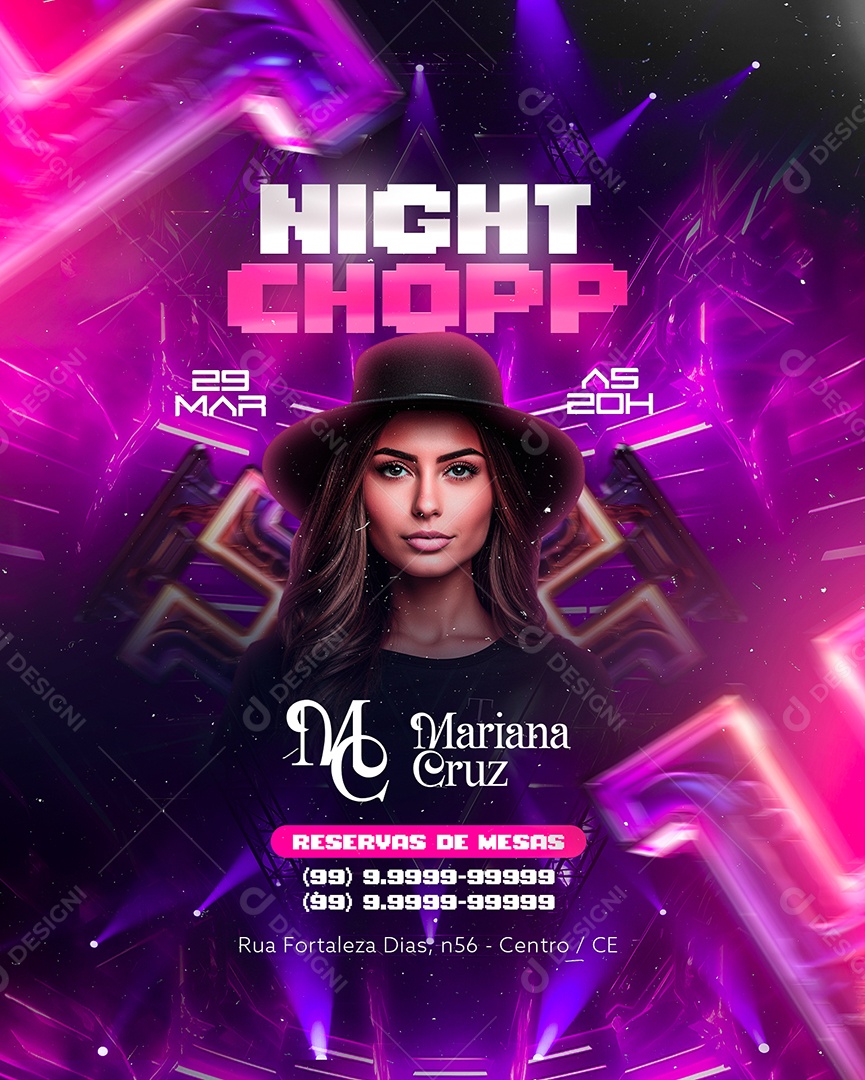 Flyer Night Chopp Mariana Cruz Social Media PSD Editável