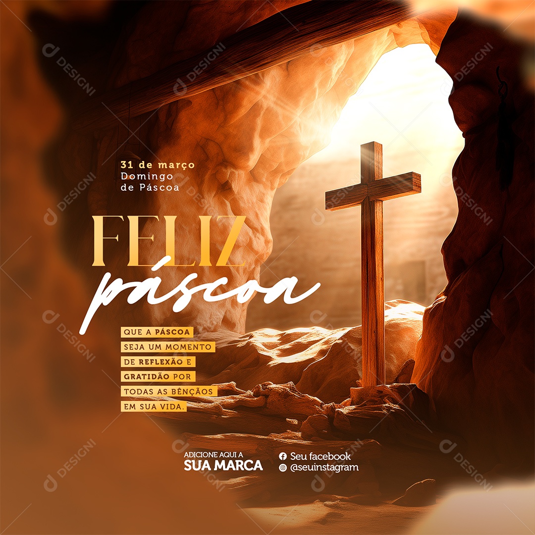 Feliz Páscoa 31 de Março Social Media PSD Editável