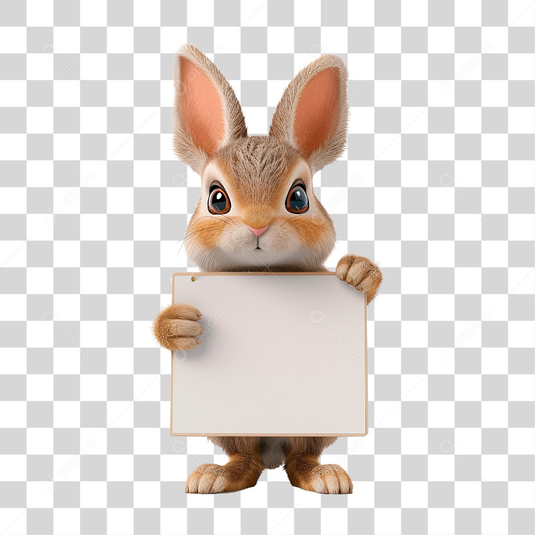 Coelho Segurando Caderno em Branco PNG Transparente