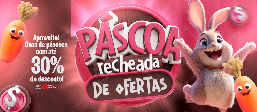 Banner Páscoa Recheado de Ofertas Aproveite Ovos com Desconto Social Media PSD Editável