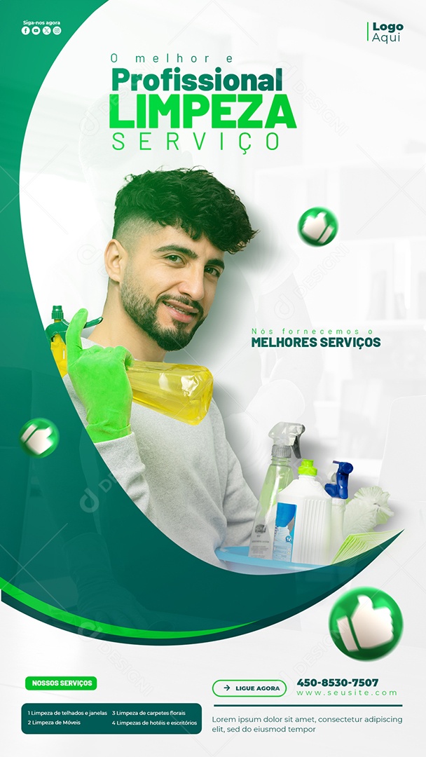 Story Serviços Gerais O Melhor e Profissional Limpeza Serviço Social Media PSD Editável