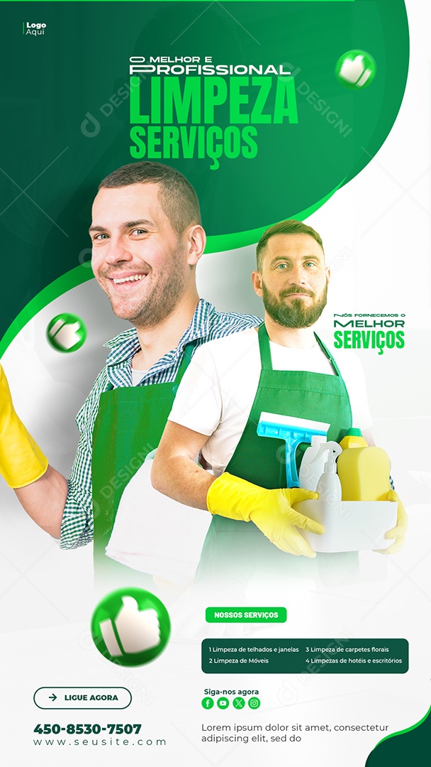 Story Serviços Gerais Limpeza de Telhados Janelas Móveis e Carpetes Social Media PSD Editável