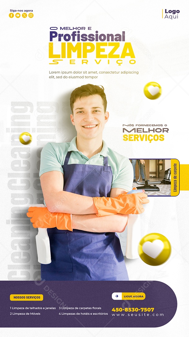 Story Serviços Gerais Limpeza de Carpete Social Media PSD Editável