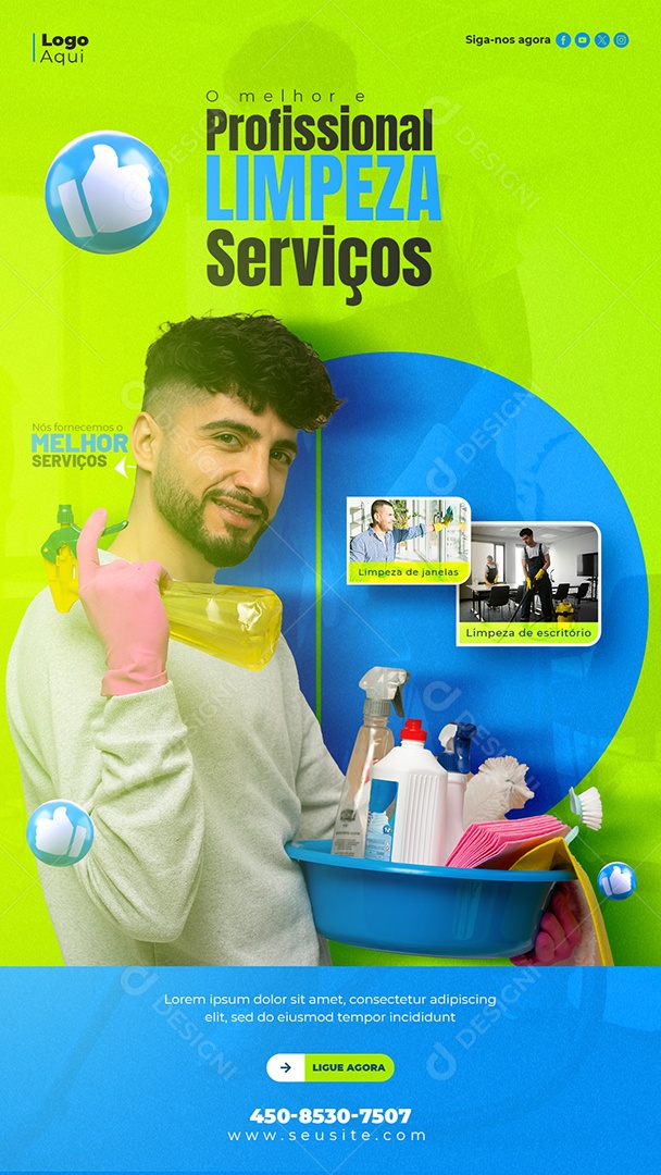 Story Serviços Gerais O Melhor e Profissional Limpeza Serviços Social Media PSD Editável