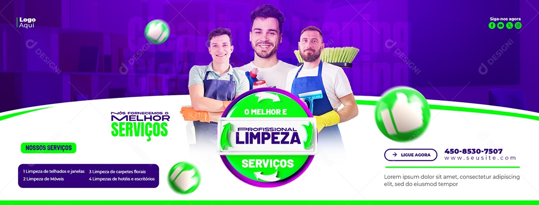 Banner Serviços Gerais Nós Fornecemos o Melhor Social Media PSD Editável