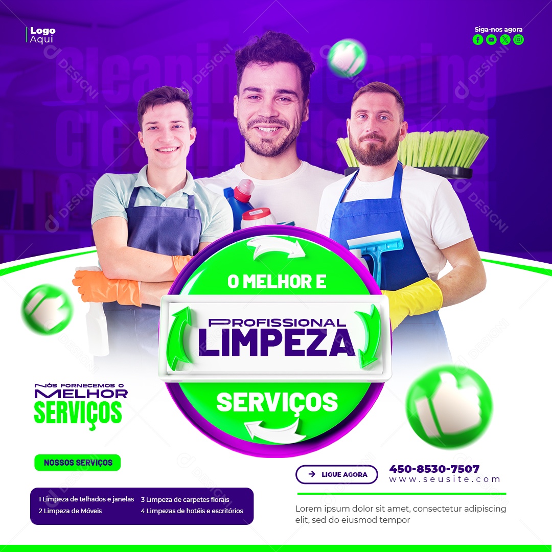 Serviços Gerais Nós Fornecemos o Melhor Social Media PSD Editável